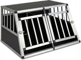 Transportadora de viagem para cães 89 x 69 x 50,5 cm em alumínio para animais de estimação Porta com fechadura Divisória removível À prova de mordidas