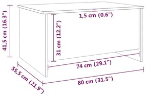 Mesa de Centro Beira Elevatória de 80 cm - Branco - Design Moderno