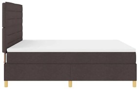 Cama Box Spring com Colchão e LED Castanho Escuro 180x200 cm Tecido