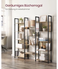Estante com 14 prateleiras 24 x 158 x 166 cm cor de carvalho com veios azuis-preto