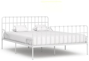Estrutura de cama com estrado de ripas 200x200 cm metal branco
