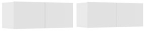 Conjunto móveis de TV 4 pcs madeira processada branco