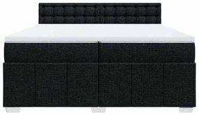 Cama com molas/colchão 200x200 cm tecido preto