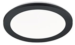 Candeeiro de teto redondo preto 26 cm com LED regulável em 3 níveis IP44 - Lope Design