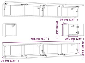 Conjunto móveis de TV 6 pcs madeira processada branco