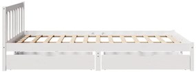 Cama sem colchão 150x200 cm madeira de pinho maciça branco