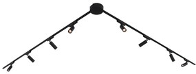 Sistema de iluminação de trilho moderno com 8 focos pretos monofásicos - Magnetic Samson
