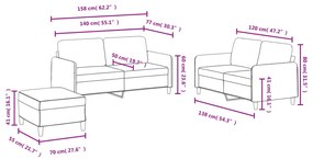 3 pcs conjunto de sofás veludo castanho