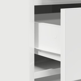 Conjunto de Mesa de Maquiagem de 2 Peças com LED em Madeira Branca