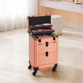 Mala de cosméticos trolley estojo de cabeleireiro 34 x 24 x 56 cm champanhe dourado