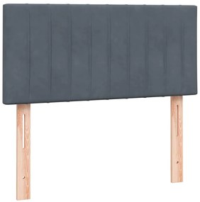 Cama com molas/colchão 90x220 cm veludo cinzento-escuro