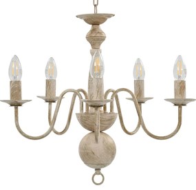 Lustre antigo de 5 lâmpadas E14 branco
