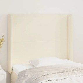 vidaXL Cabeceira cama c/ abas couro artificial 93x16x118/12 cm creme