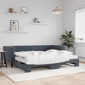 vidaXL Sofá-cama c/ gavetão e colchões 90x200cm veludo cinzento-escuro