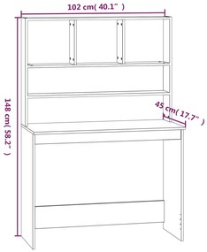 Secretária c/ prateleiras 102x45x148cm derivados madeira branco