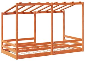 Cama infantil com telhado 80x200 cm pinho maciço castanho-mel