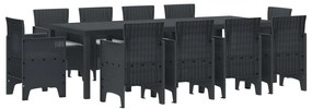 vidaXL Conjunto de Jantar para Jardim 11 pcs Antracite Polipropileno