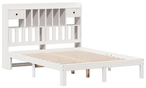 Cama com estante sem colchão 135x190 cm pinho maciço branco
