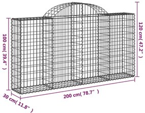 Cesto gabião arqueado 200x30x100/120 cm ferro galvanizado