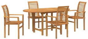Conjunto de Jantar para o Jardim com 5 peças em Madeira Sólida de Teak