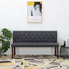 288572 vidaXL Banco 148,5 cm camurça artificial cinzento
