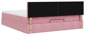 Estrutura de cama otomana com colchão 180x200 cm veludo rosa