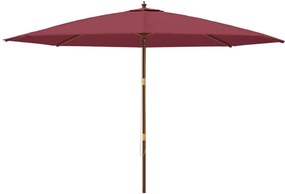 Guarda-sol de jardim c/ poste madeira 400x273 cm bordô