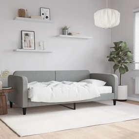 Sofá-cama com colchão 90x190 cm tecido cinzento-claro