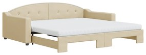 Sofá-cama c/ gavetão e colchões 100x200 cm tecido cor creme