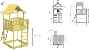 Parque Exterior infantil de madeira com escorrega PAGODA Com Baloiço Duplo