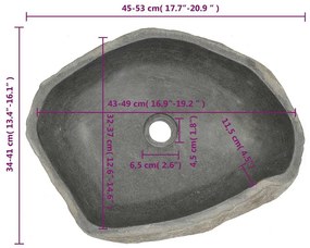 Lavatório de pedra do rio oval (45-53)x(34-41) cm
