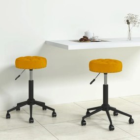 Cadeiras de jantar giratórias 2 pcs veludo amarelo mostarda