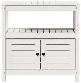 Mesa de jardinagem com prateleiras madeira pinho maciça branco