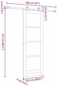 Porta Deslizante vidaXL com Conjunto de Ferragens 73,5x211 cm Madeira