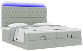 Estrutura cama otomana colchões 160x200cm veludo cinzento claro