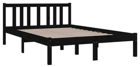 Estrutura cama pequena casal 120x190 cm pinho maciço preto