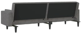 Sofá-cama 2 lugares com duas almofadas tecido cinzento-claro