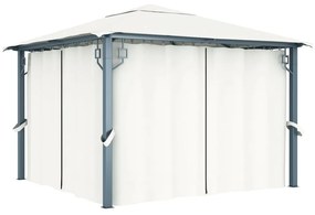 vidaXL Gazebo com cortina 300x300 cm alumínio creme