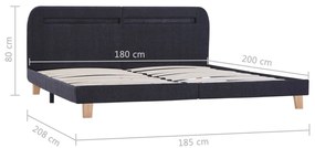 Estrutura de cama com LEDs em tecido 180x200 cm cinzento-escuro