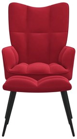 Cadeira de descanso com banco veludo vermelho tinto