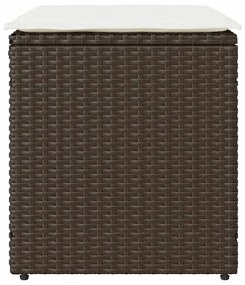 Bancos jardim com almofadas 2 unid 40x40x43 cm vime PE castanho