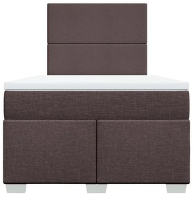 Cama boxspring com colchão 120x190 cm tecido castanho-escuro