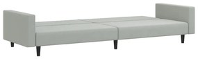 2 pcs conjunto de sofás veludo cinzento-claro