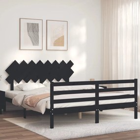 3195300 vidaXL Estrutura de cama com cabeceira 160x200 cm madeira maciça preto
