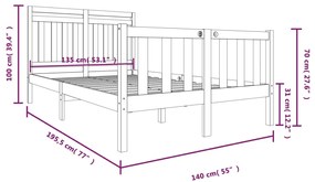 Estrutura de cama casal 135x190 cm madeira maciça