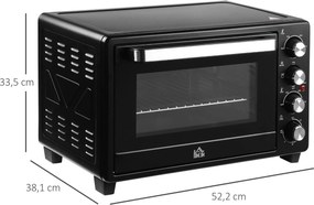 Mini-Forno com 3 Modos de Aquecimento e Temperatura até 230ºC