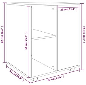 Móvel com rodas 60x53x72 cm derivados de madeira sonoma cinza