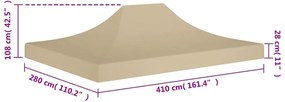Teto para tenda de festas 4x3 m 270 g/m² bege