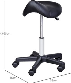Banco com rodas, banco de massagem com altura ajustável entre 43 e 55 cm e assento ergonómico, cadeira de trabalho com rodas e rotação de 360°, para s