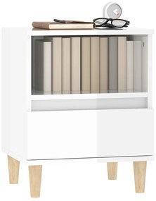 Mesas de cabeceira 2 pcs 40x35x50 cm branco brilhante